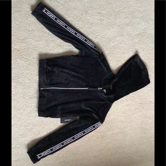SOLD - Bebe Black Velour Hoodie - Medium - Picture 8 of 14